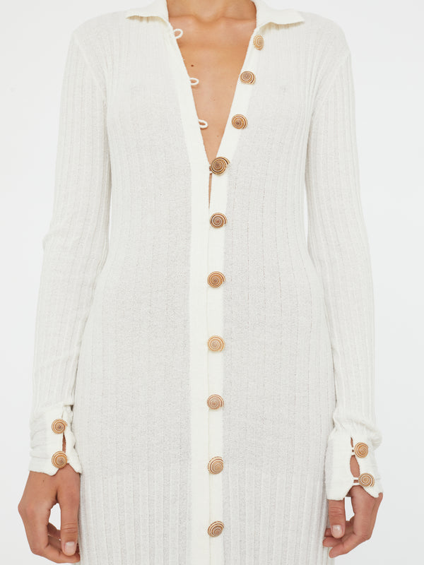 Christopher Esber Sundial Shell Knit Cardigan Dress White