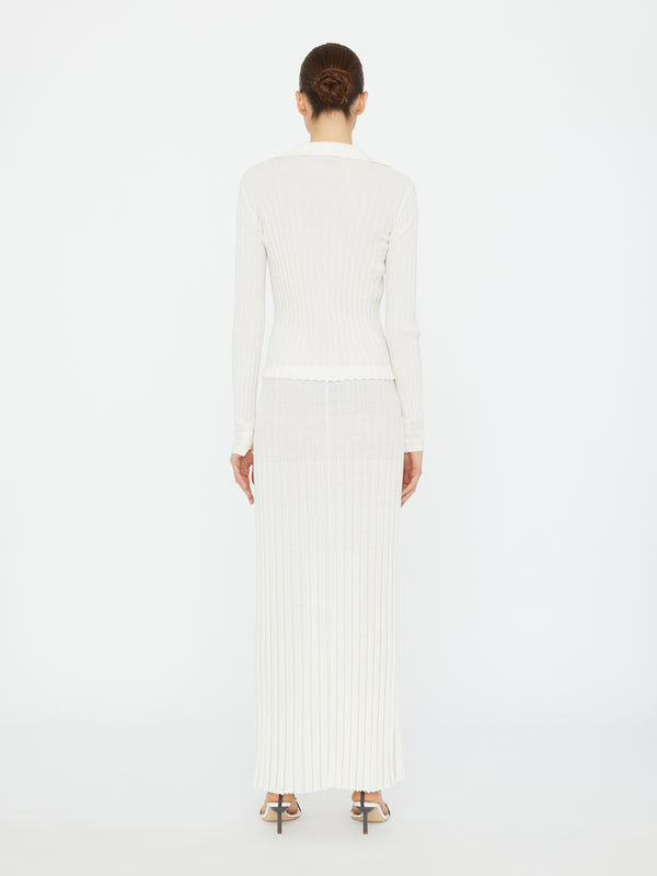 Christopher Esber Sundial Shell Ribbed Knit Cardigan White