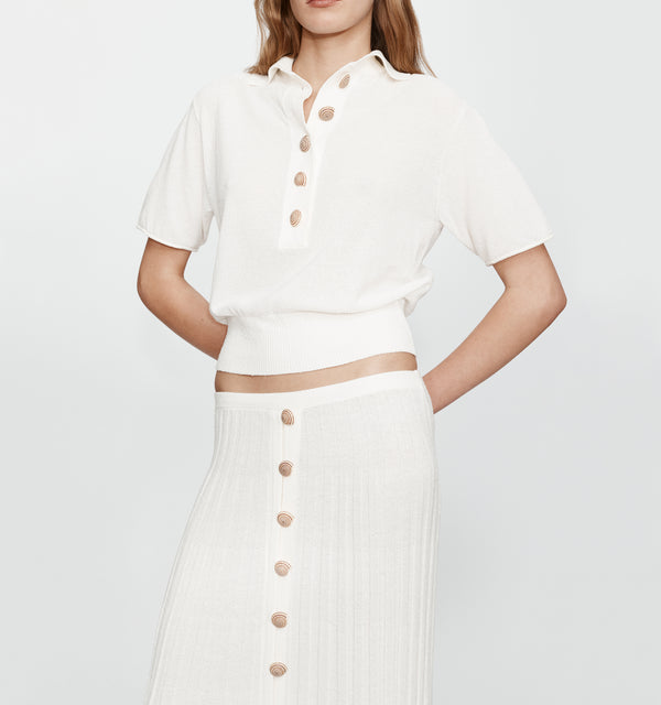 Christopher Esber Sundial Shell Sunray Knit Skirt White