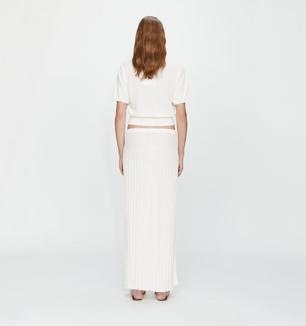 Christopher Esber Sundial Shell Sunray Knit Skirt White