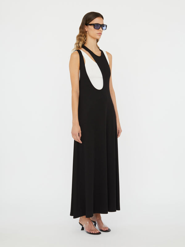 Christopher Esber Swept Gemini Tank Dress Black White