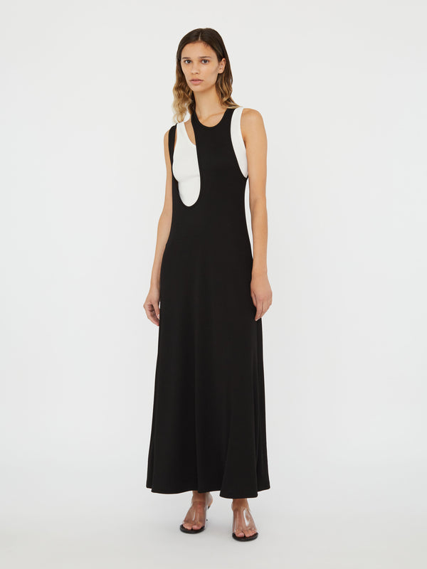 Christopher Esber Swept Gemini Tank Dress Black White
