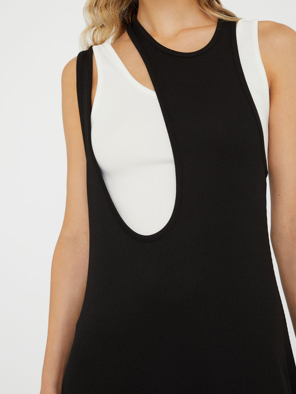 Christopher Esber Swept Gemini Tank Dress Black White