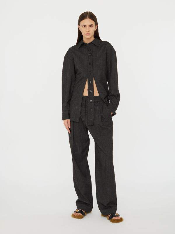 Christopher Esber Tailored Floating Tab Shirt Charcoal Stripe