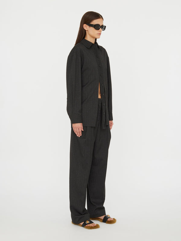 Christopher Esber Tailored Floating Tab Shirt Charcoal Stripe