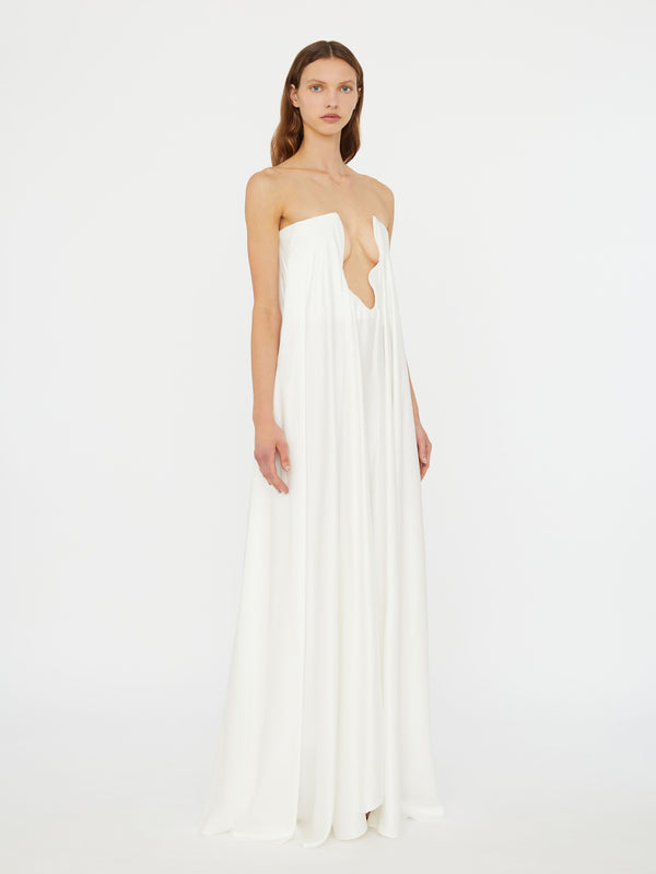 Christopher Esber Textured Silk Salacia Strapless Gown White Textured Silk Salacia Strapless Gown Putty