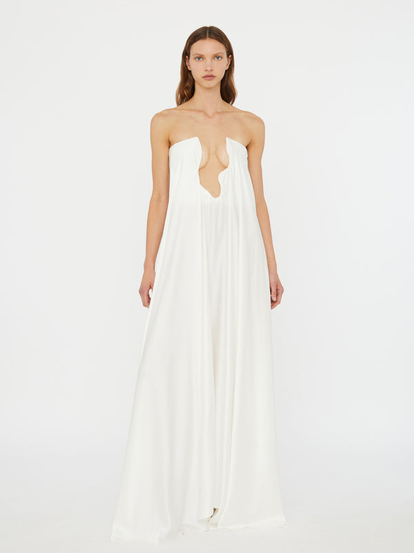 Christopher Esber Textured Silk Salacia Strapless Gown White Textured Silk Salacia Strapless Gown Putty