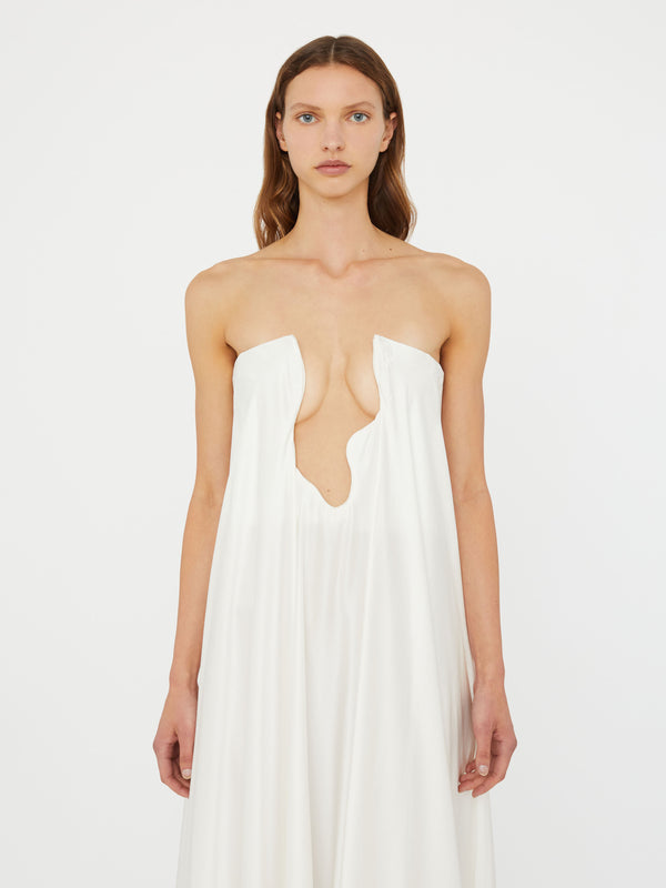 Christopher Esber Textured Silk Salacia Strapless Gown White Textured Silk Salacia Strapless Gown Putty