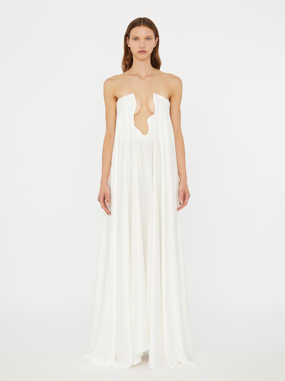 christopher esber Textured Silk Salacia Strapless Gown white Textured Silk Salacia Strapless Gown putty