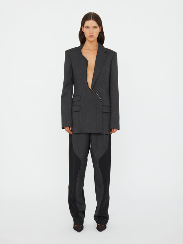 Christopher Esber Torrent Pinstripe Blazer Charcoal Stripe