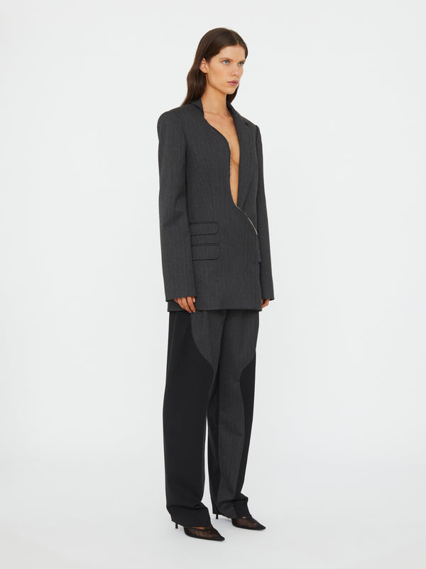 Christopher Esber Torrent Pinstripe Blazer Charcoal Stripe