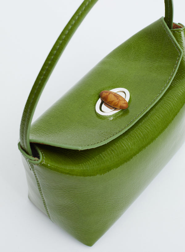 Christopher Esber Turnlock Patent Mini Shoulder Bag Cactus Turnlock Patent Mini Shoulder Bag Ink