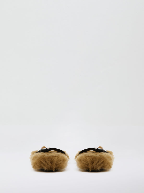 Christopher Esber Turnlock Sheepskin Flat Walnut Black