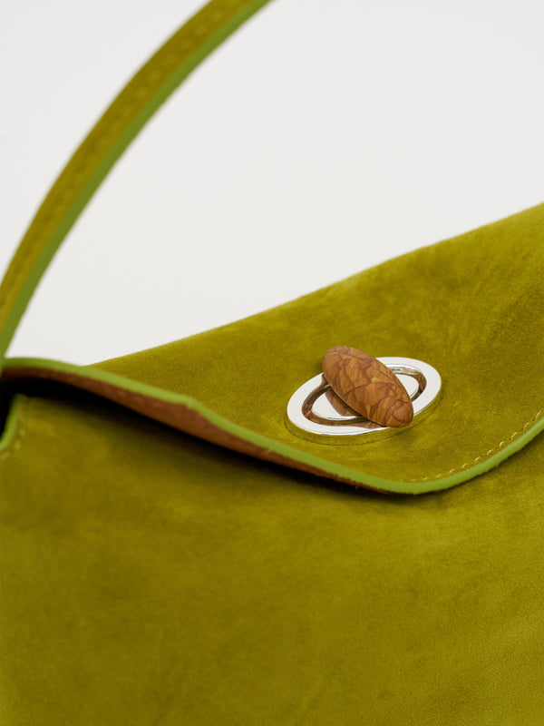 Christopher Esber Turnlock Suede Mini Shoulder Bag Chartreuse Turnlock Suede Mini Shoulder Bag Russet