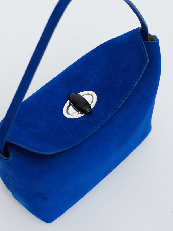 Christopher Esber Turnlock Suede Mini Shoulder Bag Yves Blue Turnlock Suede Mini Shoulder Bag Russet