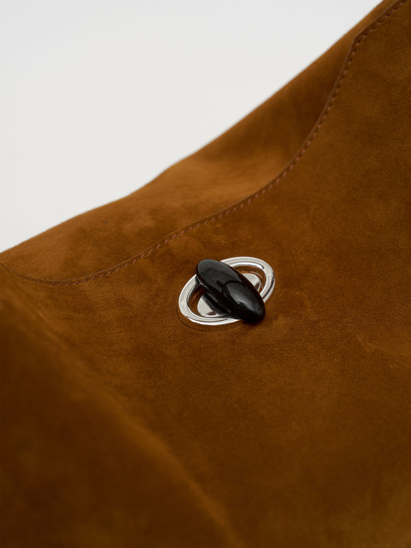 Christopher Esber Turnlock Suede Shoulder Bag Russet