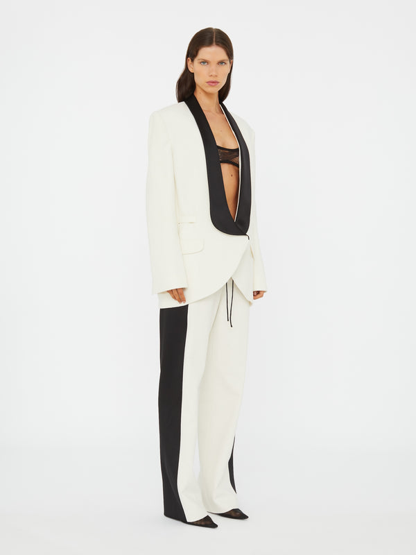 Christopher Esber Tuxedo Contrast Silk Blazer White Black