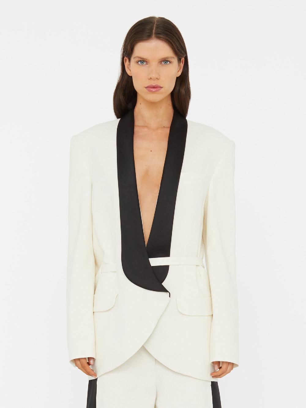 christopher esber Tuxedo Contrast Silk Blazer white black