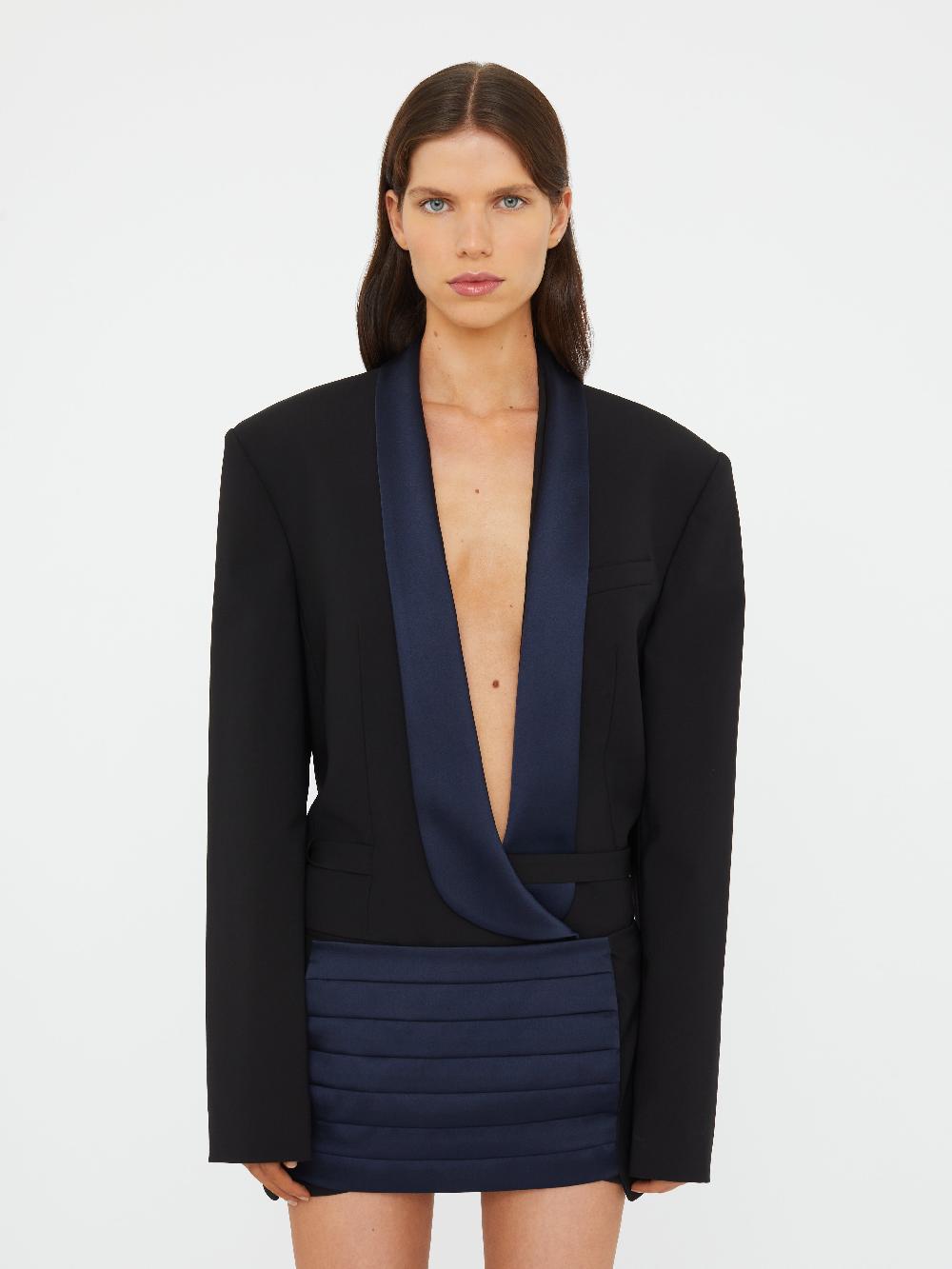 christopher esber Tuxedo Contrast Wool Blazer black ink