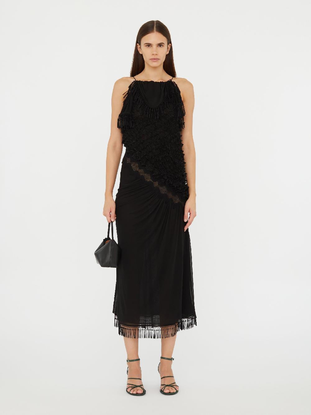 christopher esber Urchin Knit Drape Dress black Urchin Knit Drape Dress cream