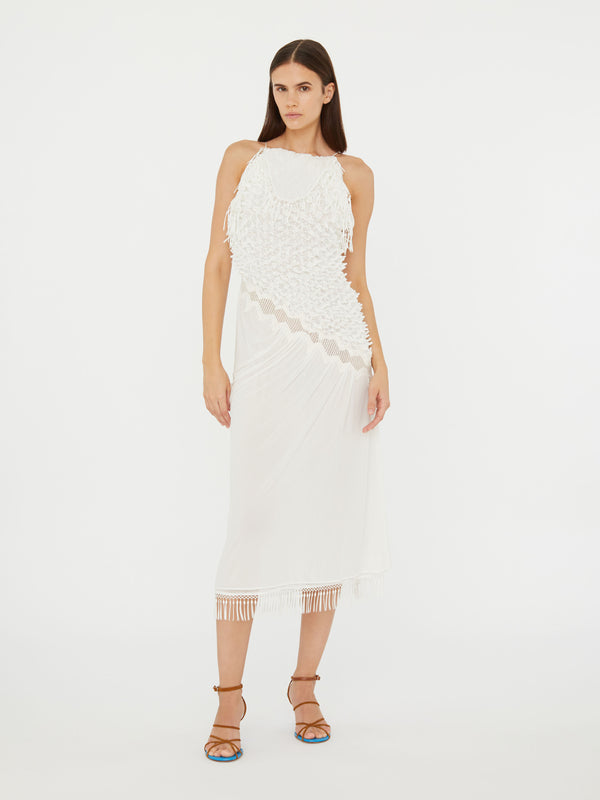 Christopher Esber Urchin Knit Drape Dress Cream Urchin Knit Drape Dress Black