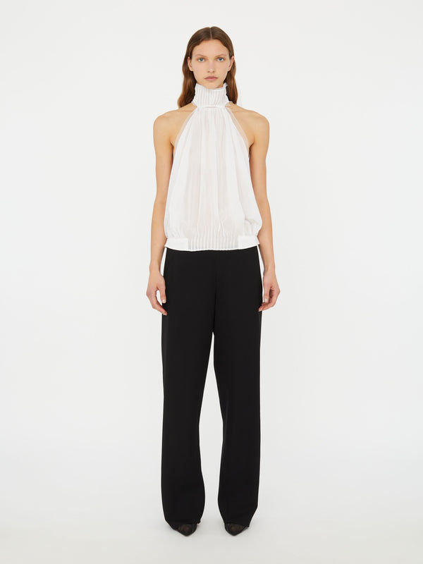 Christopher Esber Vanished Pintucked Halter Top White