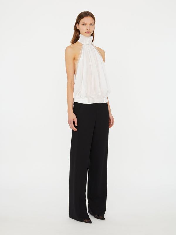 Christopher Esber Vanished Pintucked Halter Top White