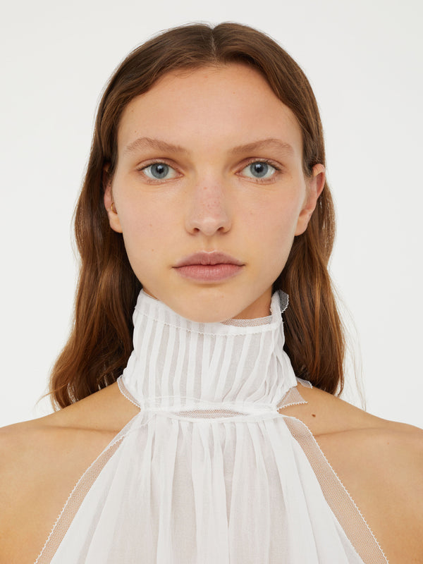 Christopher Esber Vanished Pintucked Halter Top White