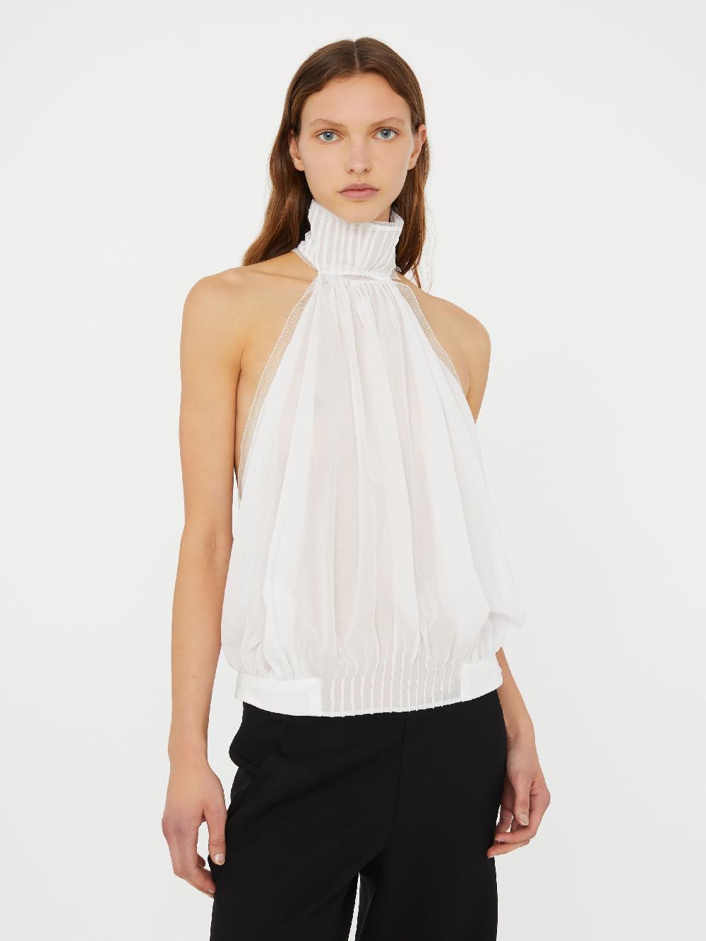 christopher esber Vanished Pintucked Halter Top white