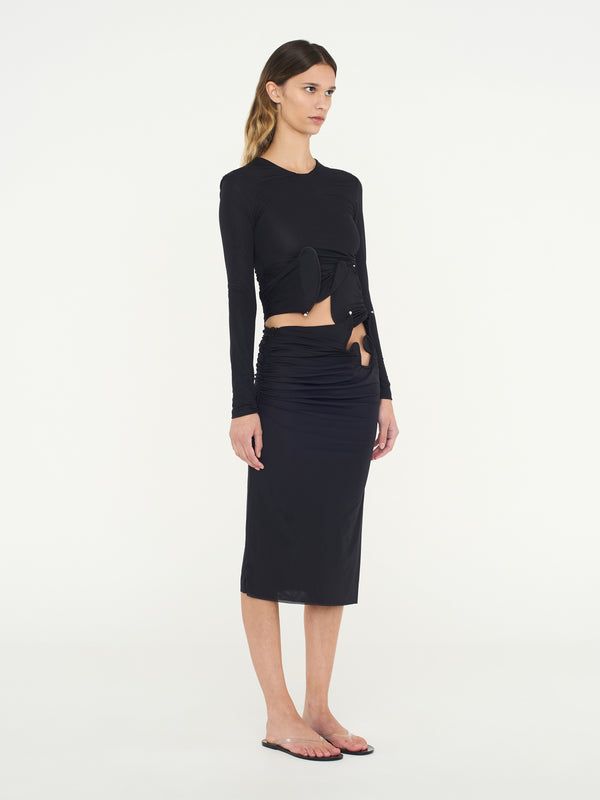 Christopher Esber Venus Midi Skirt Black Venus Midi Skirt Teal Venus Midi Skirt Mahogany