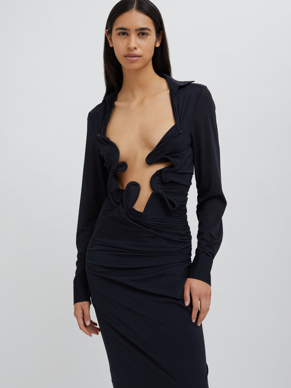 Christopher Esber Venus Plunge Shirt Dress Black Venus Plunge Shirt Dress White