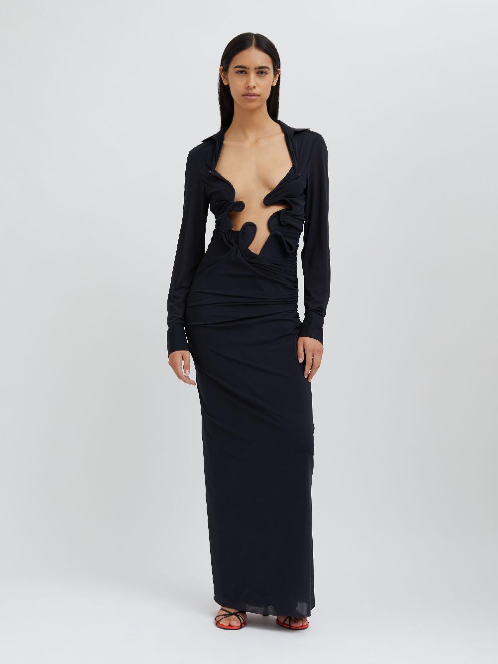 christopher esber Venus Plunge Shirt Dress black Venus Plunge Shirt Dress white