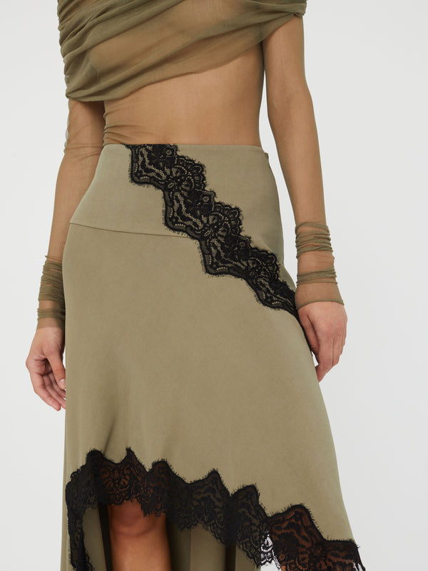 Christopher Esber Verner Lace Asymmetric Skirt Eucalypt Black Verner Lace Asymmetric Skirt White Black