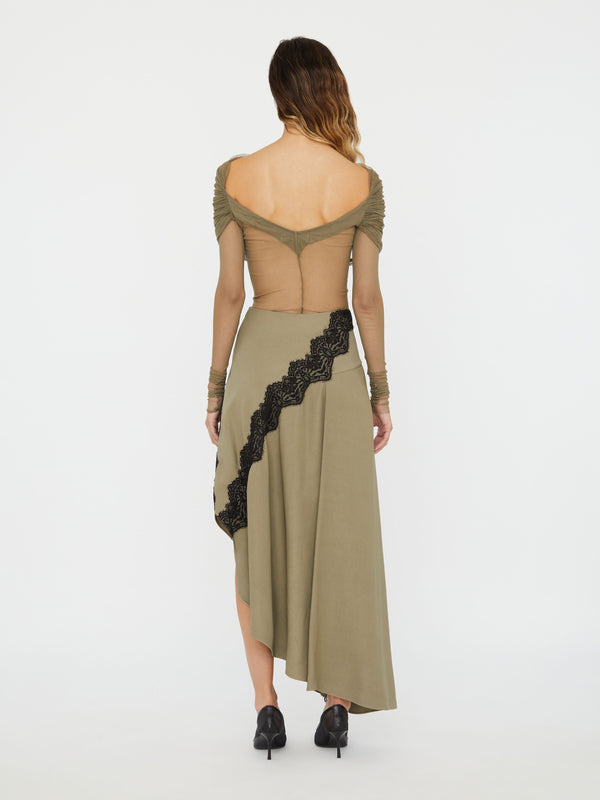 Christopher Esber Verner Lace Asymmetric Skirt Eucalypt Black Verner Lace Asymmetric Skirt White Black