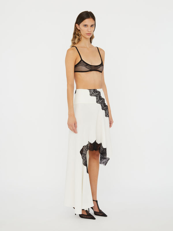 Christopher Esber Verner Lace Asymmetric Skirt White Black Verner Lace Asymmetric Skirt Eucalypt Black