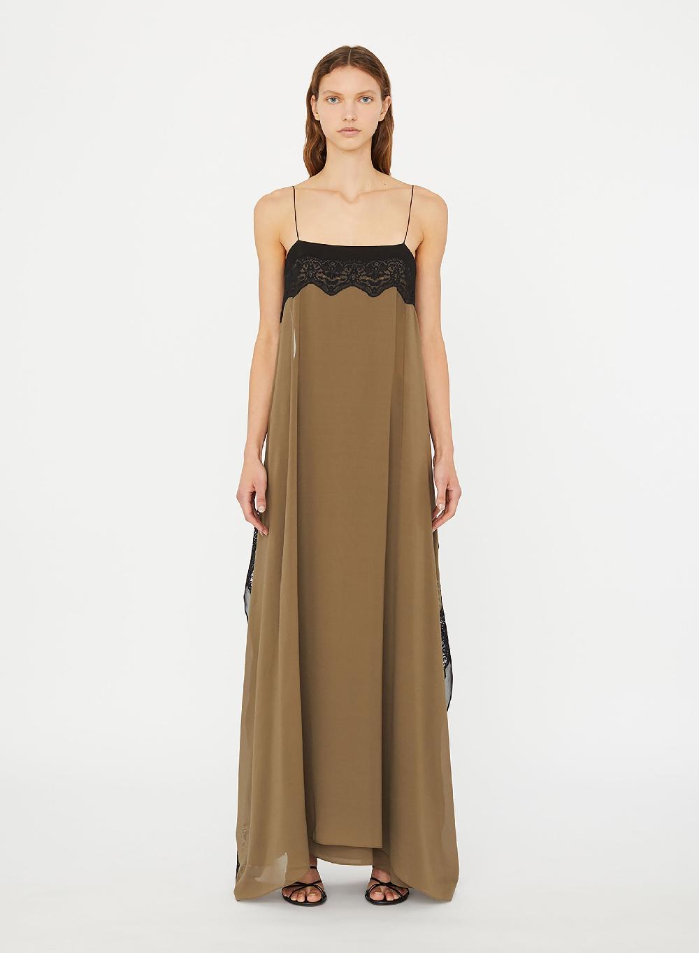 christopher esber Verve Lace Floating Silk Dress eucalypt black