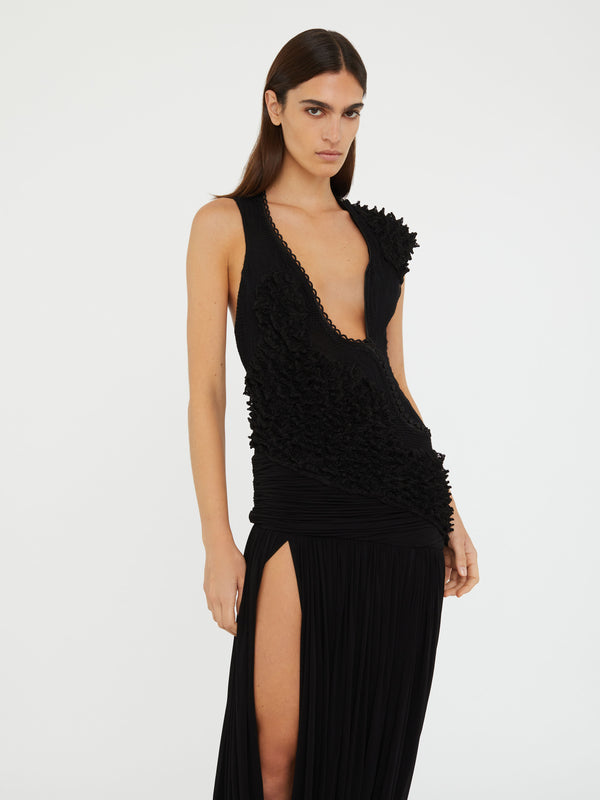 Christopher Esber Vespertine Cutaway Lace Dress Black