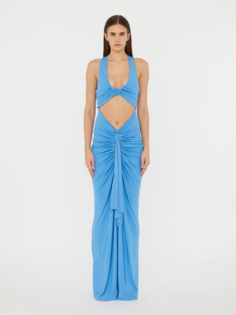 christopher esber Vivenda Drape Front Dress boston blue Vivenda Drape Front Dress black Vivenda Drape Front Dress cacao Vivenda Drape Front Dress saffron Vivenda Drape Front Dress teal Vivenda Drape Front Dress incense Vivenda D