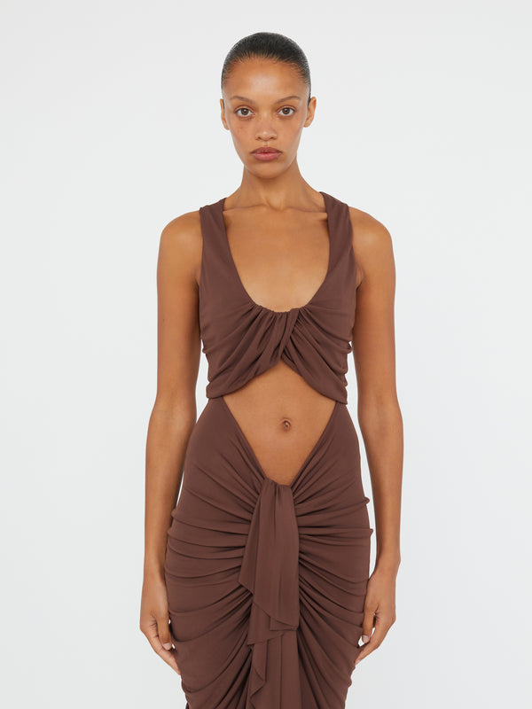 Christopher Esber Vivenda Drape Front Dress Cacao Vivenda Drape Front Dress Black Vivenda Drape Front Dress Saffron Vivenda Drape Front Dress Teal Vivenda Drape Front Dress Boston Blue Vivenda Drape Front Dress Incense Vivenda D
