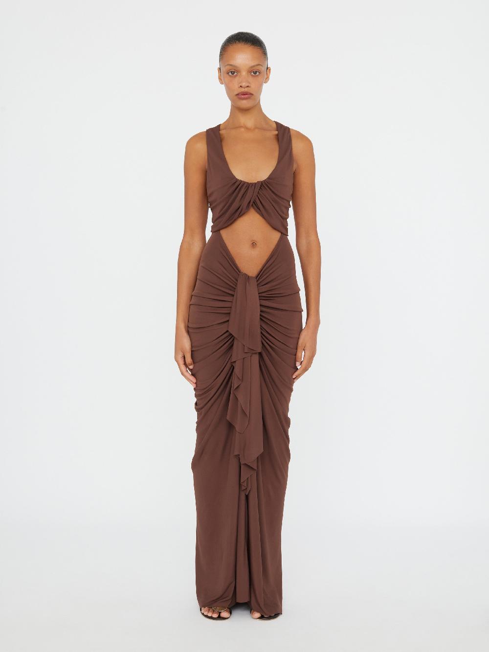 christopher esber Vivenda Drape Front Dress cacao Vivenda Drape Front Dress black Vivenda Drape Front Dress saffron Vivenda Drape Front Dress teal Vivenda Drape Front Dress boston blue Vivenda Drape Front Dress incense Vivenda D