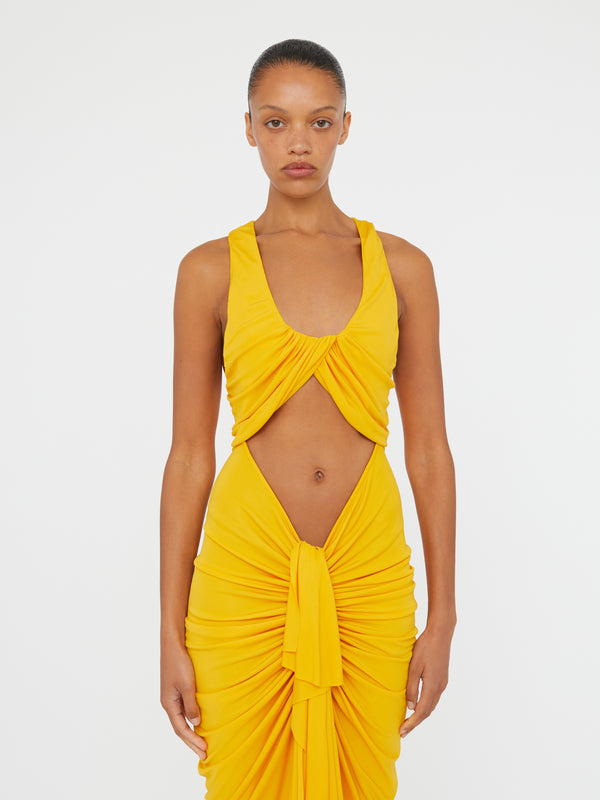 christopher esber Vivenda Drape Front Dress saffron Vivenda Drape Front Dress black Vivenda Drape Front Dress cacao Vivenda Drape Front Dress teal Vivenda Drape Front Dress boston blue Vivenda Drape Front Dress incense Vivenda D