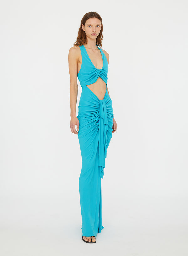 Christopher Esber Vivenda Drape Front Dress Teal Vivenda Drape Front Dress Black Vivenda Drape Front Dress Cacao Vivenda Drape Front Dress Saffron Vivenda Drape Front Dress Boston Blue Vivenda Drape Front Dress Incense Vivenda D
