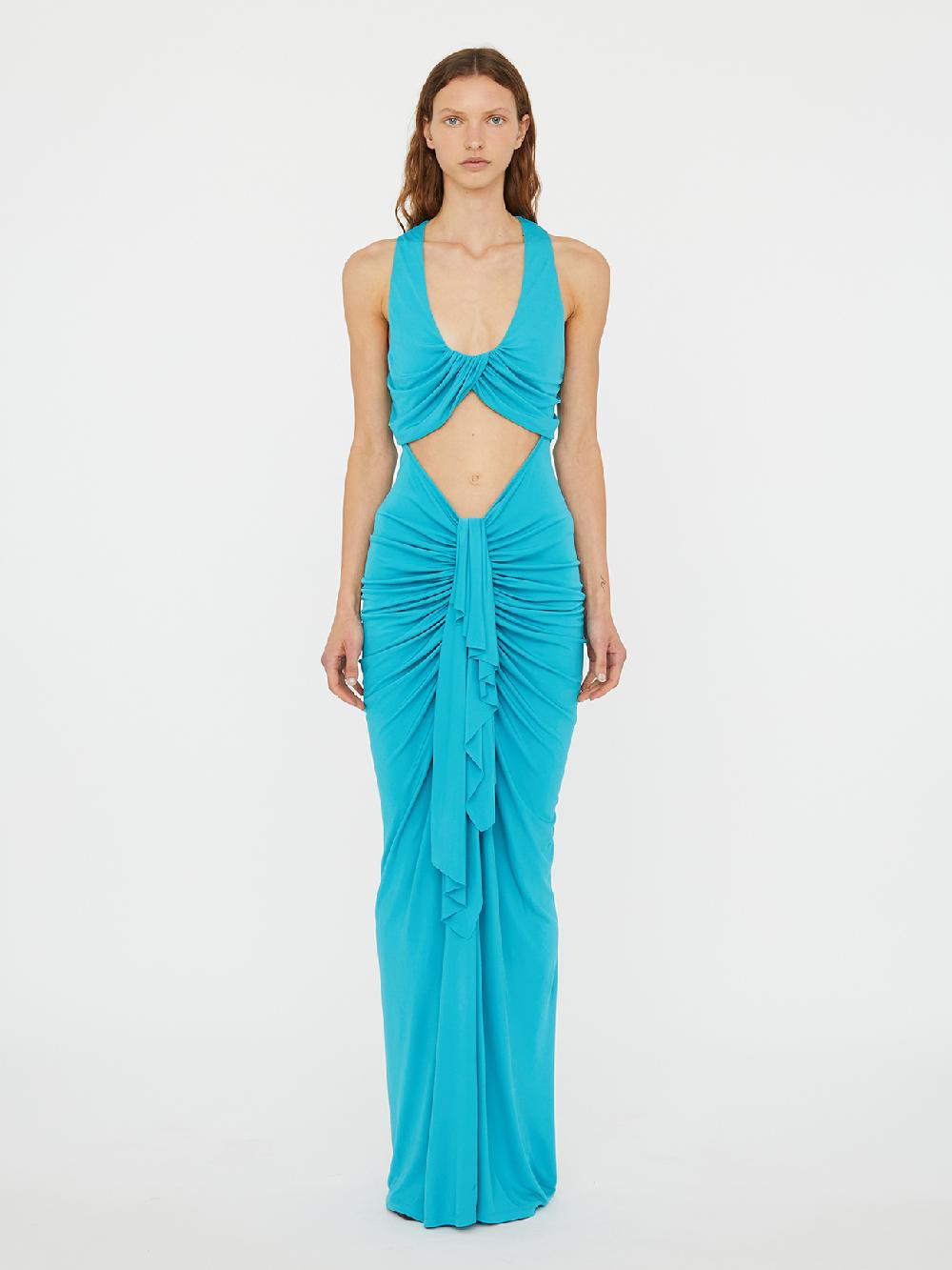 christopher esber Vivenda Drape Front Dress teal Vivenda Drape Front Dress black Vivenda Drape Front Dress cacao Vivenda Drape Front Dress saffron Vivenda Drape Front Dress boston blue Vivenda Drape Front Dress incense Vivenda D