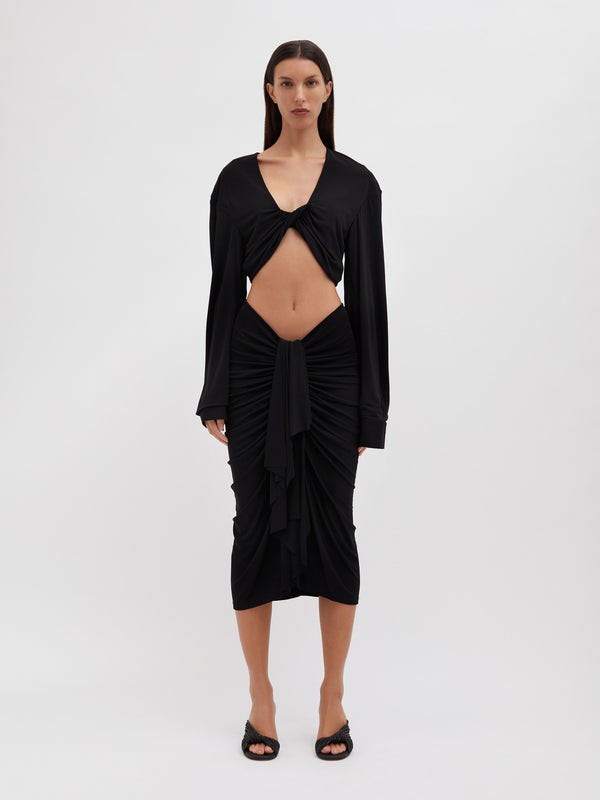 Christopher Esber Vivenda Drape Long Sleeve Top Black