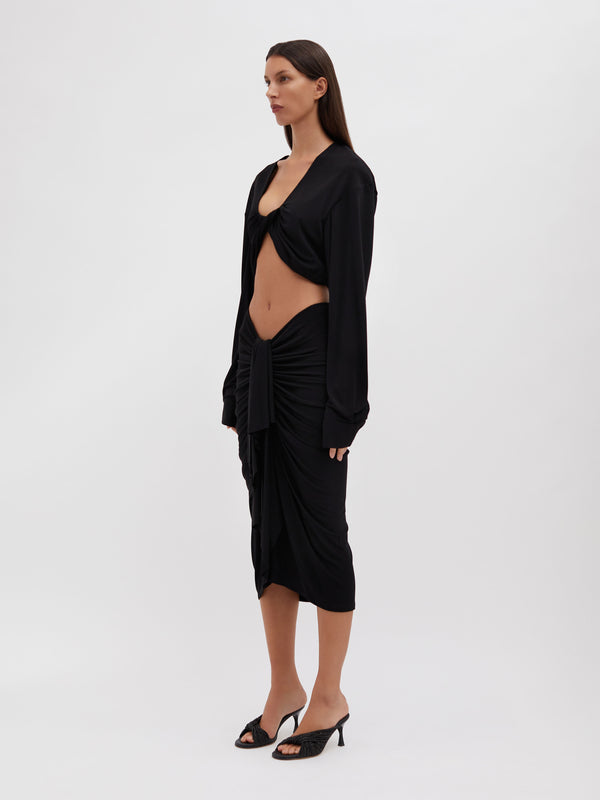 Christopher Esber Vivenda Drape Long Sleeve Top Black
