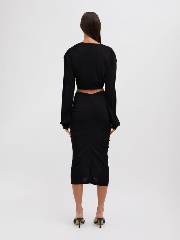 Christopher Esber Vivenda Drape Long Sleeve Top Black