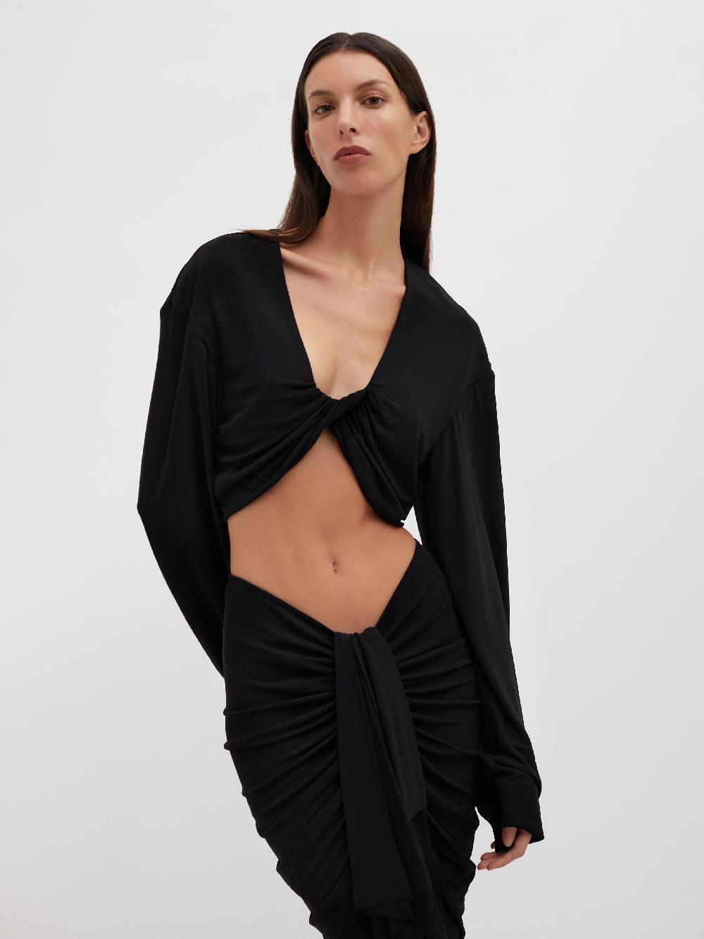 christopher esber Vivenda Drape Long Sleeve Top black