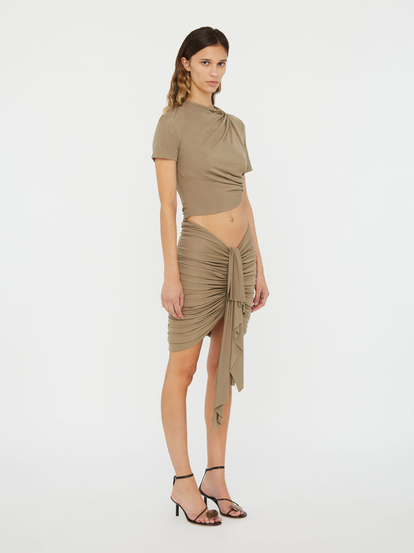 Christopher Esber Vivenda Drape Mini Skirt Eucalypt
