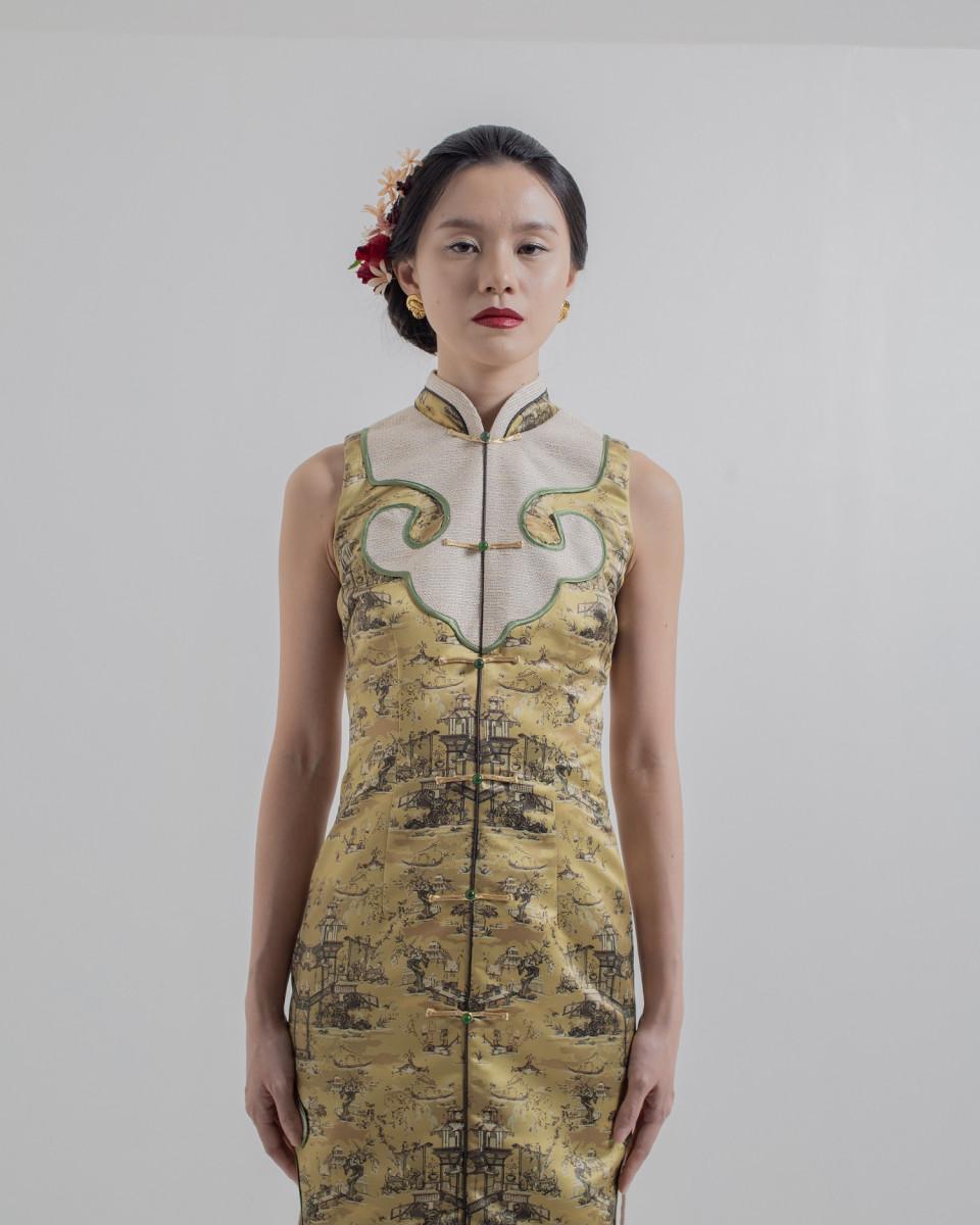 ciel AILEE DRESS GOLD CHINOISERIE