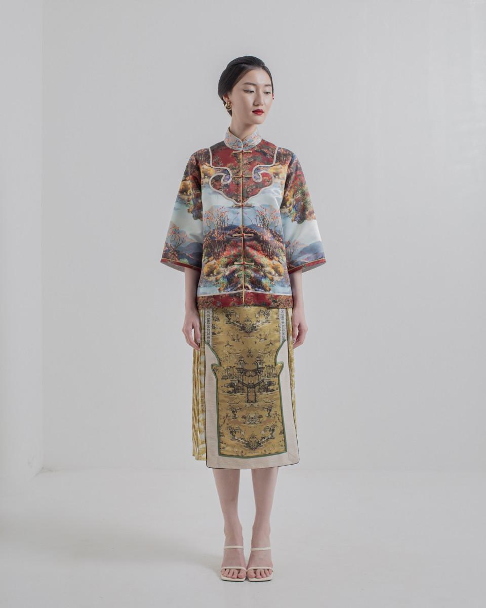 ciel FUMIKO II SKIRT GOLD CHINOISERIE